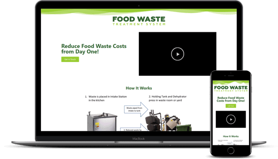 Food Waste Treatment Systems homepage on laptop and mobile.