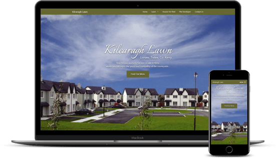 Kilcaragh Lawn homepage on laptop and mobile.